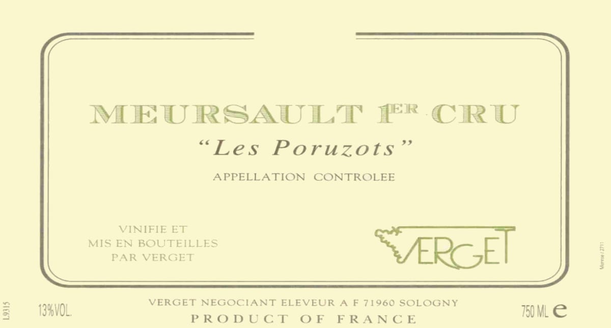 Verget Meursault Les Poruzots Premier Cru 1996 Front Label