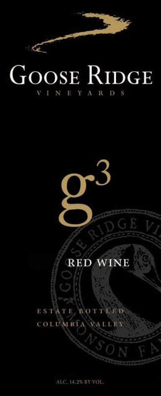 Goose Ridge g3 Red Wine 2009 Front Label