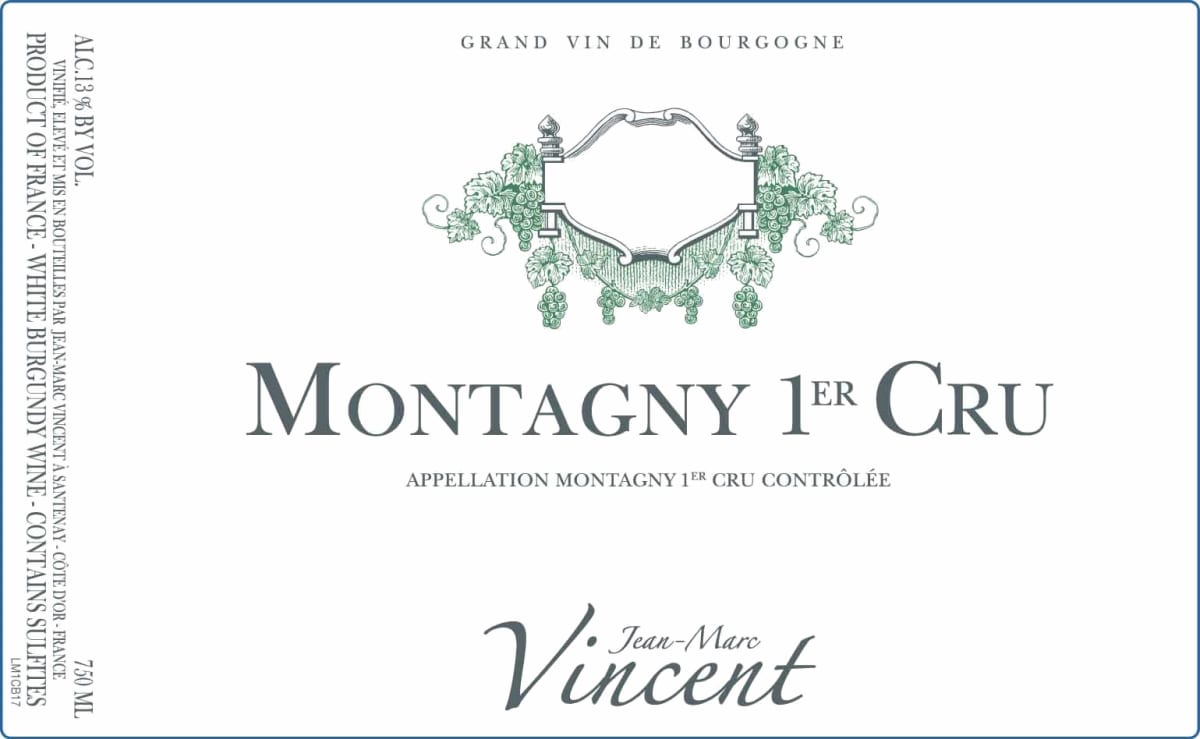 Jean-Marc Vincent Montagny Premier Cru 2016 Front Label