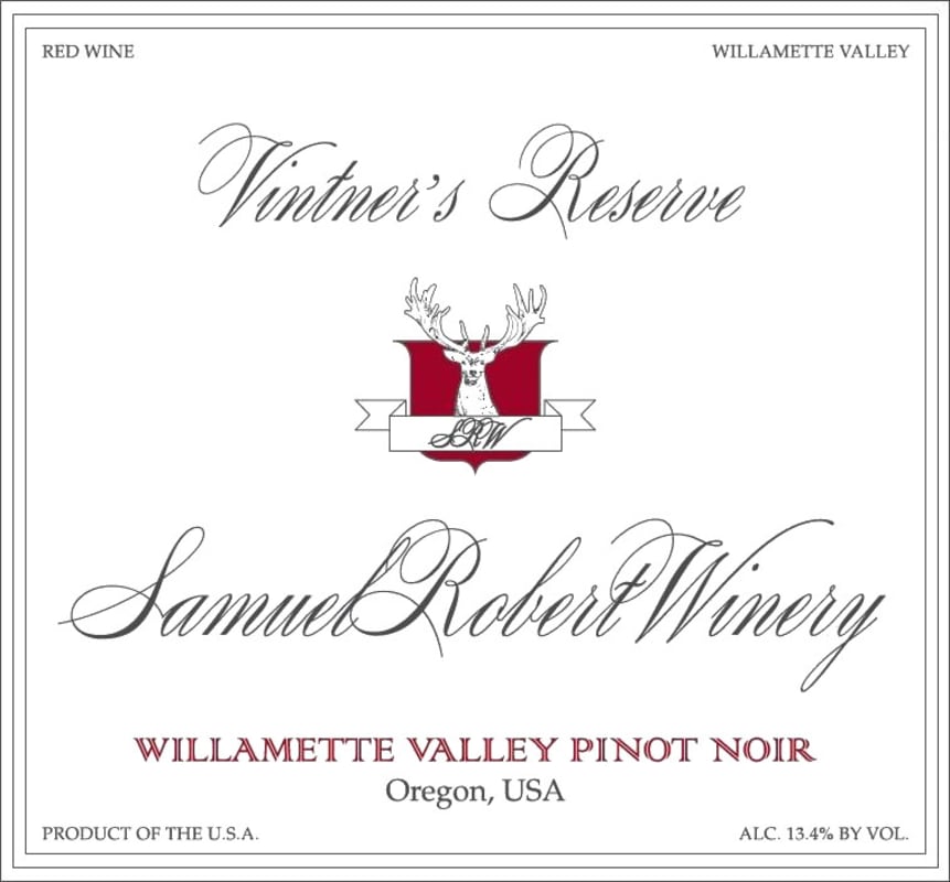 Samuel Robert Winery Vintners Reserve Pinot Noir 2015 Front Label