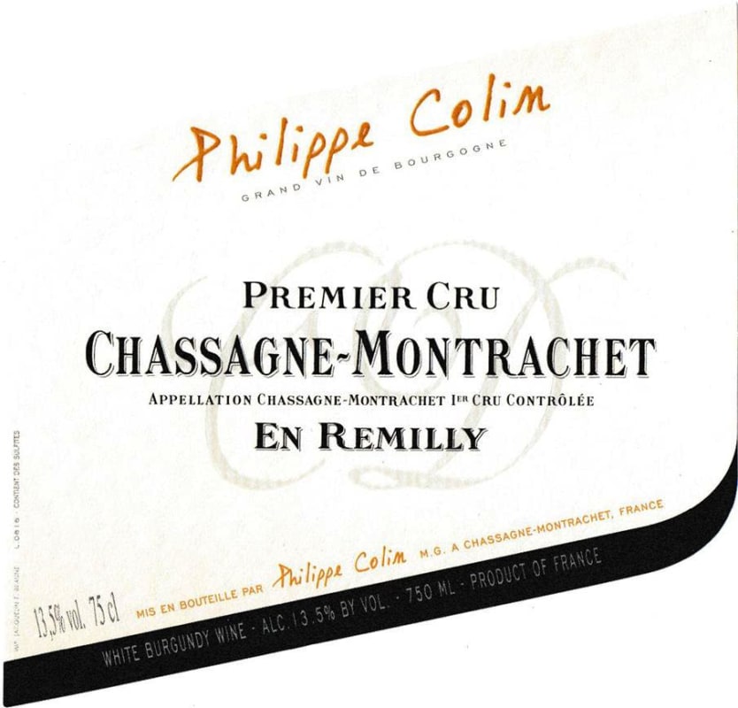 Philippe Colin Chassagne-Montrachet En Remilly Premier Cru 2016 Front Label