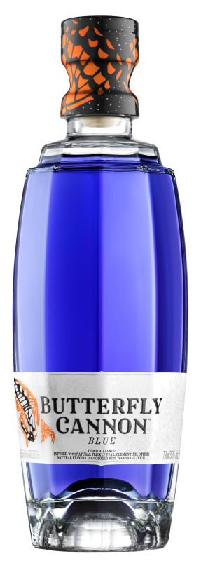 The Butterfly Cannon Blue Tequila Front Bottle Shot