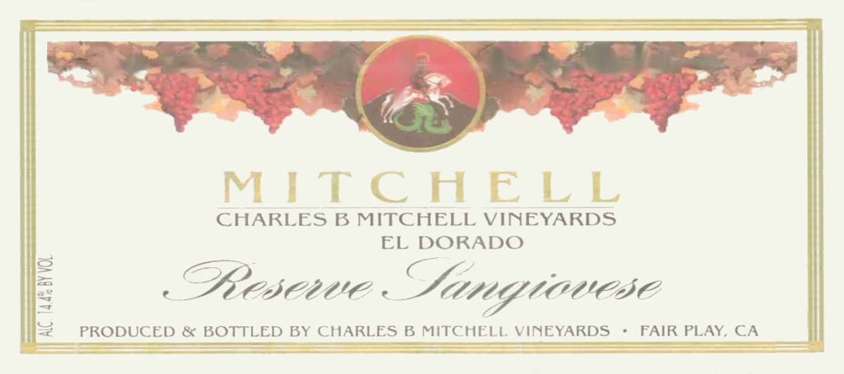 Charles B. Mitchell Reserve Sangiovese 2013 Front Label