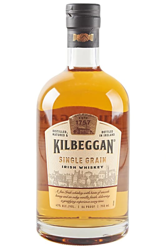 Kilbeggan Single Grain Irish Whiskey Front Bottle Shot