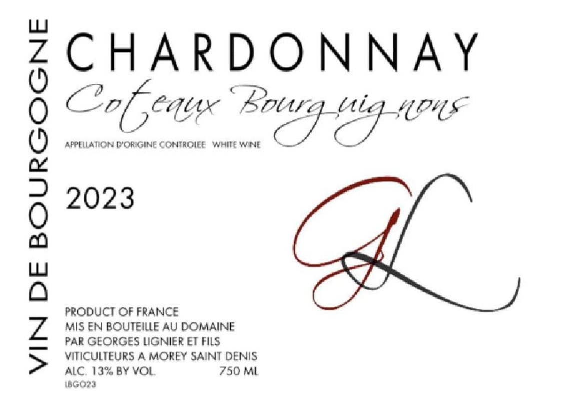 Domaine Georges Lignier Coteaux Bourguignons Blanc 2023 Front Label