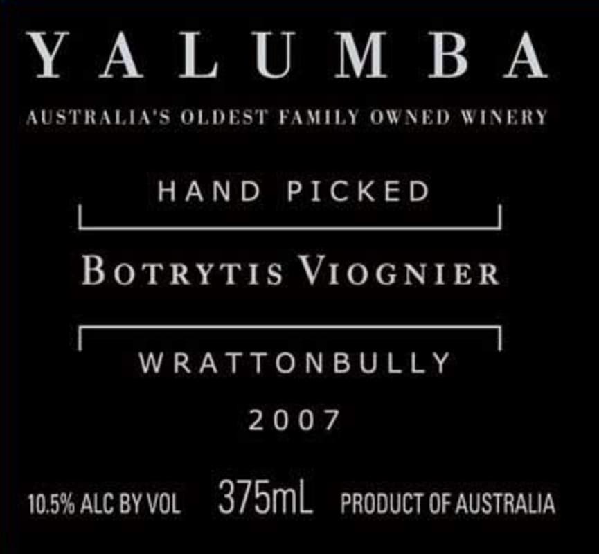 Yalumba Hand Picked Botrytis Viognier 2007 Front Label