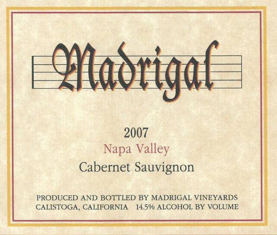 Madrigal Vineyards Cabernet Sauvignon 2007 Front Label