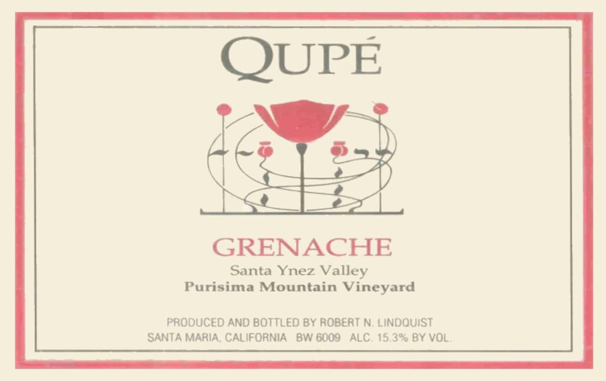 Qupe Purisima Mountain Vineyard Grenache 2001 Front Label