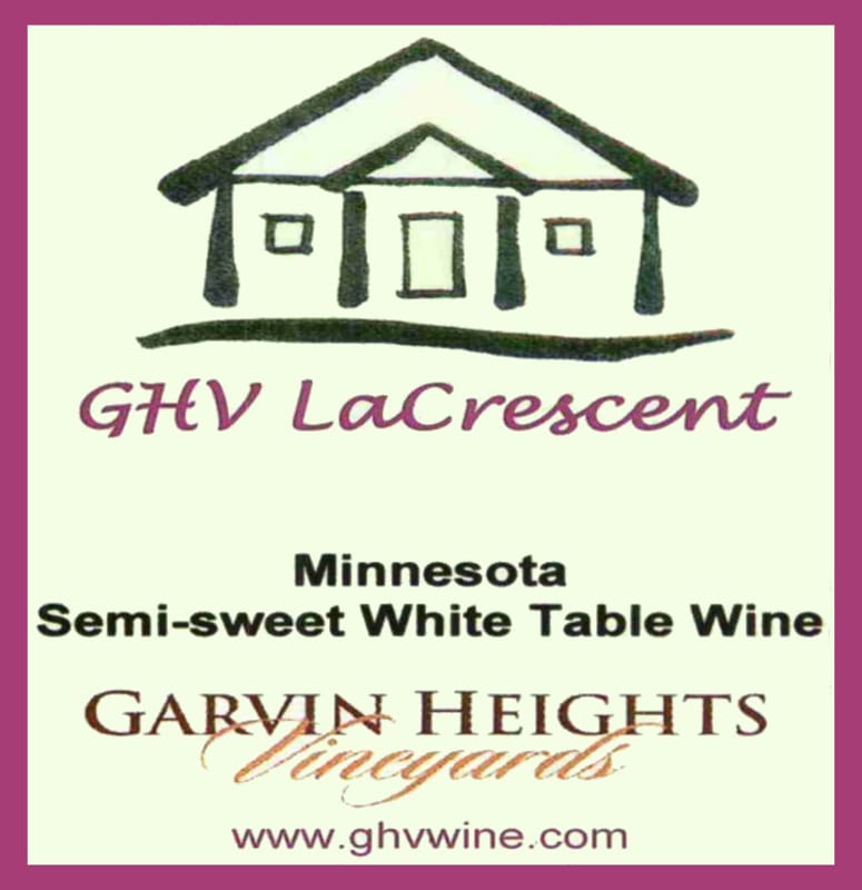 Garvin Heights Vineyards GHV La Crescent 2014 Front Label