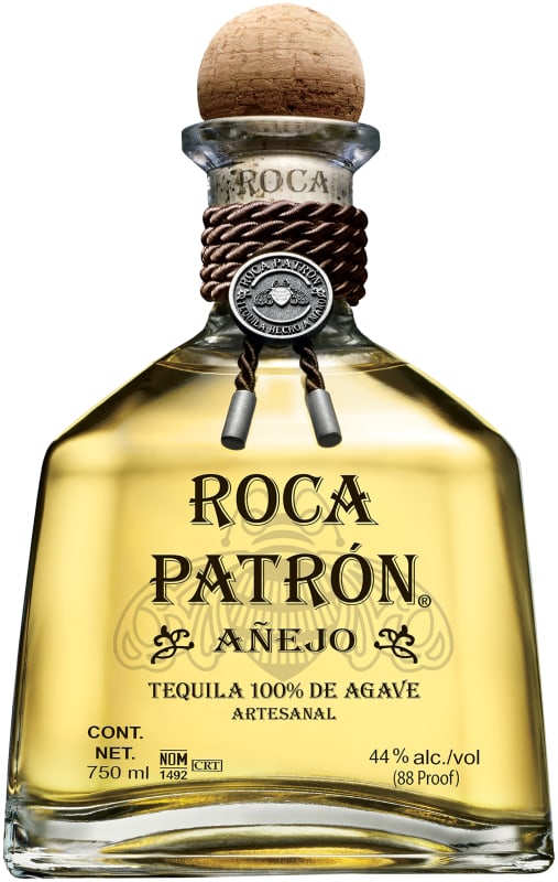Patron Roca Anejo Tequila Front Bottle Shot