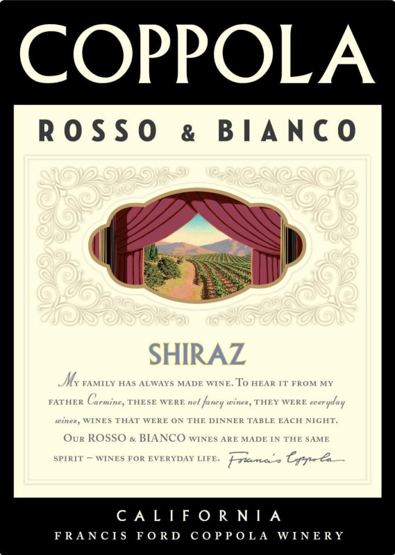 Francis Ford Coppola Rosso & Bianco Shiraz 2012 Front Label