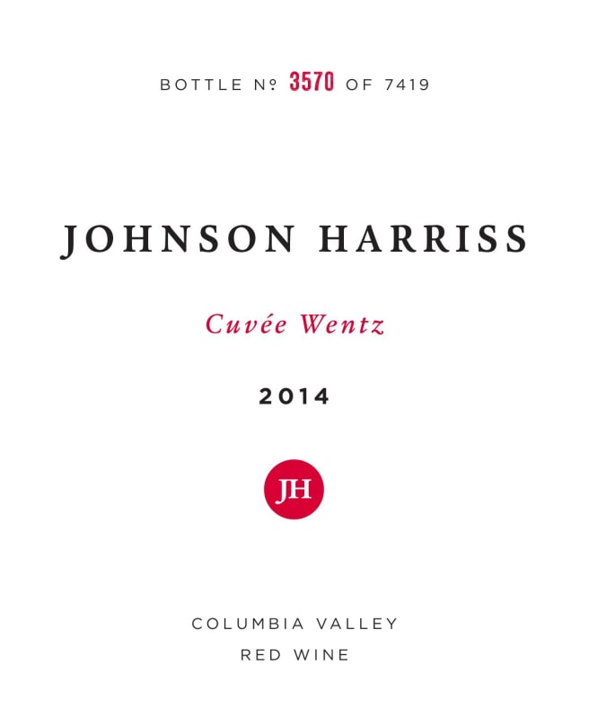 Johnson Harriss Cuvee Wentz Red 2014 Front Label