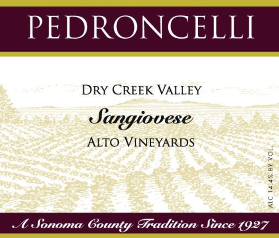 Pedroncelli Alto Vineyard Sangiovese 2009 Front Label
