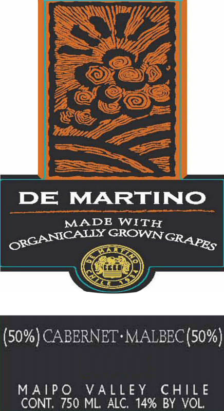 De Martino Organic Cabernet Sauvignon/Malbec 2009 Front Label