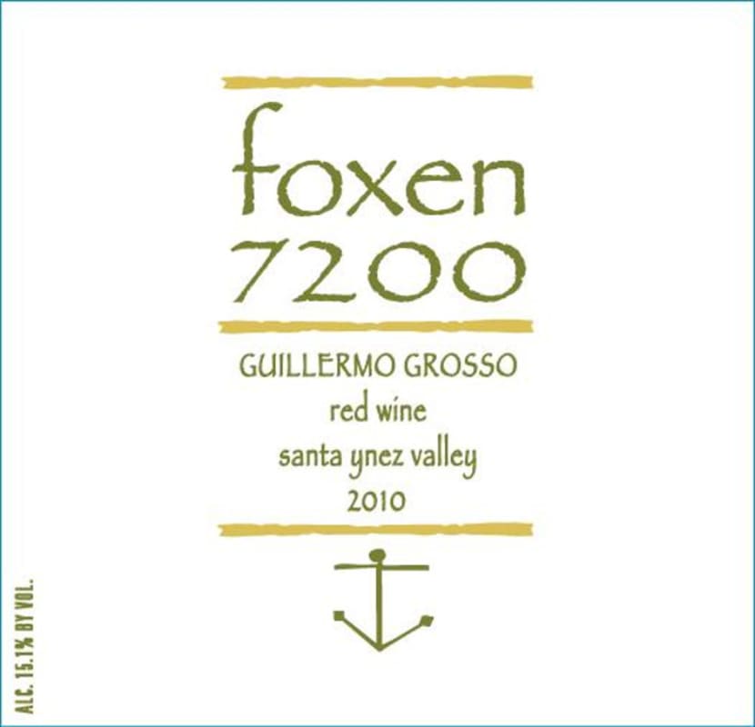 Foxen 7200 Guillermo Grosso 2010 Front Label