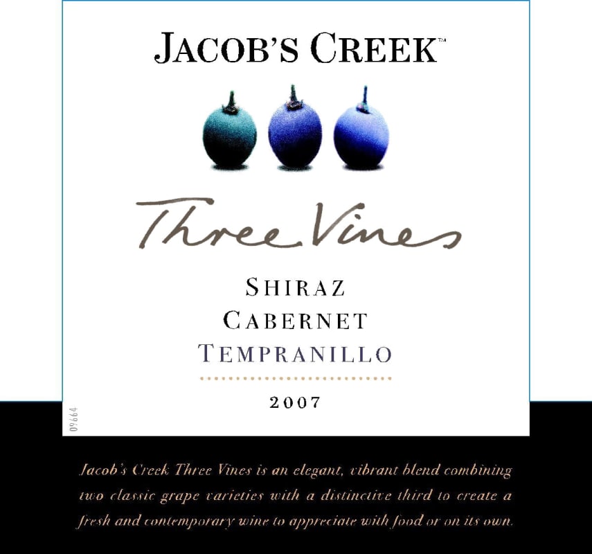 Jacob's Creek Three Vines Shiraz Cabernet Tempranillo 2007 Front Label