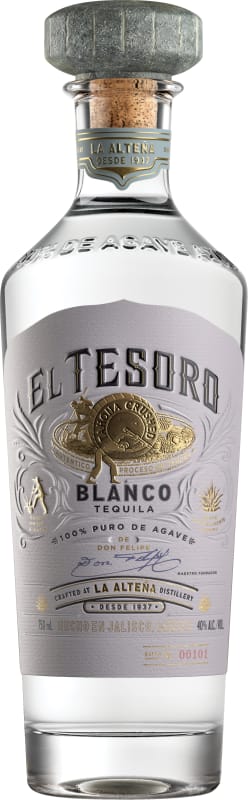 El Tesoro Blanco Tequila Front Bottle Shot