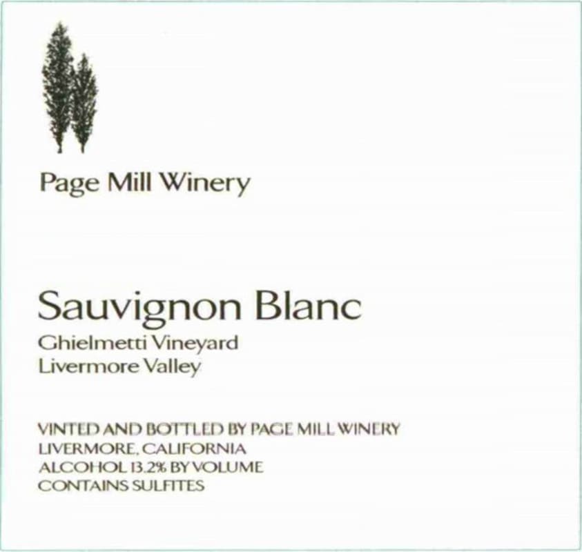 Page Mill Winery Ghielmetti Vineyard Sauvignon Blanc 2014 Front Label