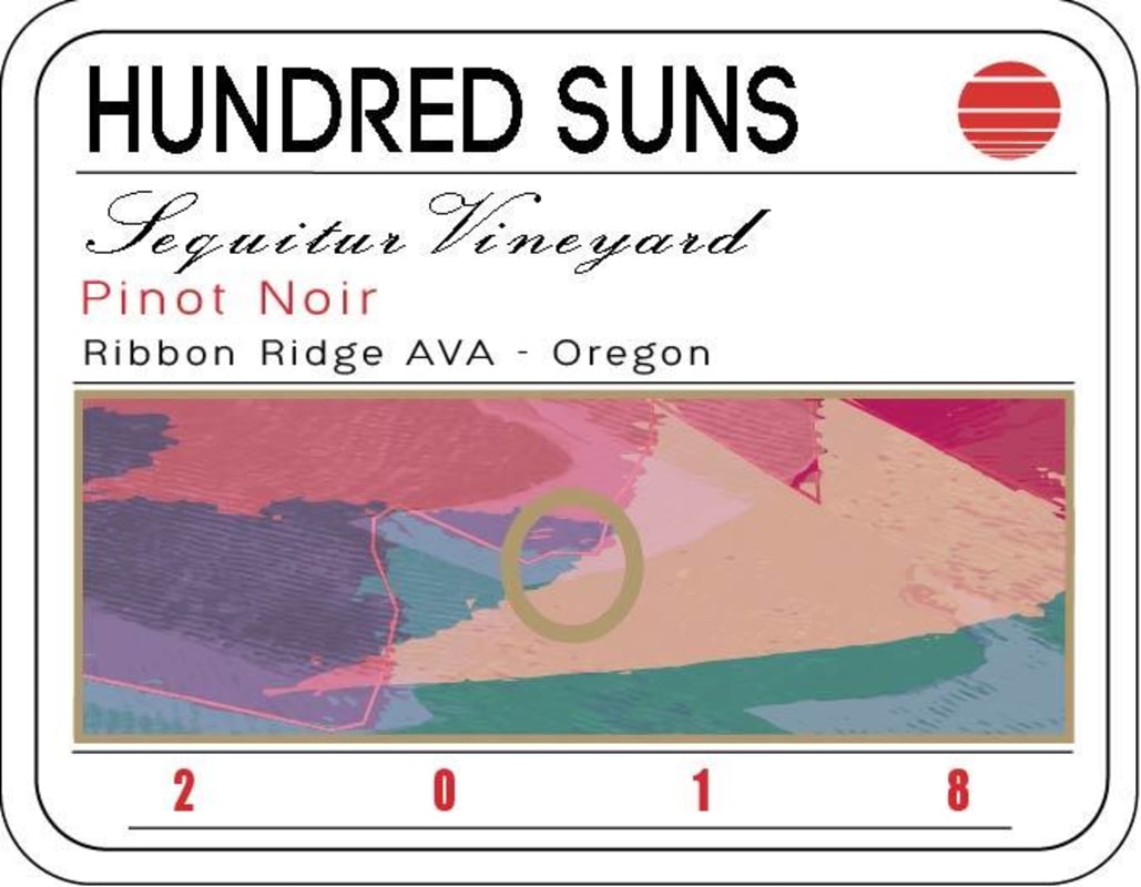 Hundred Suns Sequitur Vineyard Pinot Noir 2018 Front Label
