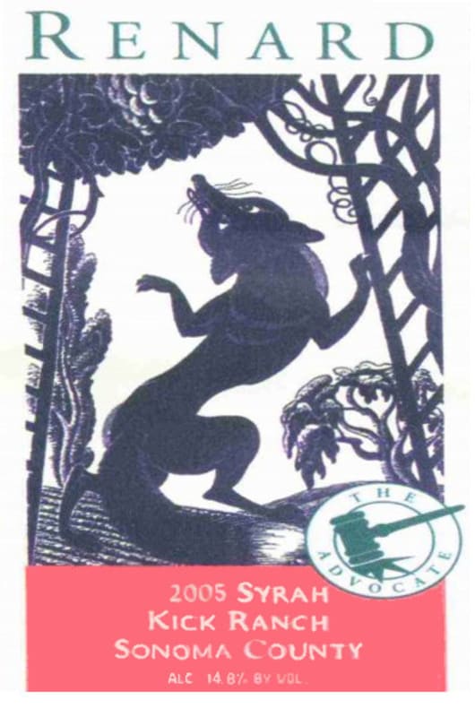 Renard Wines Kick Ranch Vineyard Syrah 2005 Front Label