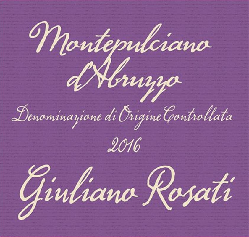 Giuliano Rosati Montepulciano d'Abruzzo 2016 Front Label