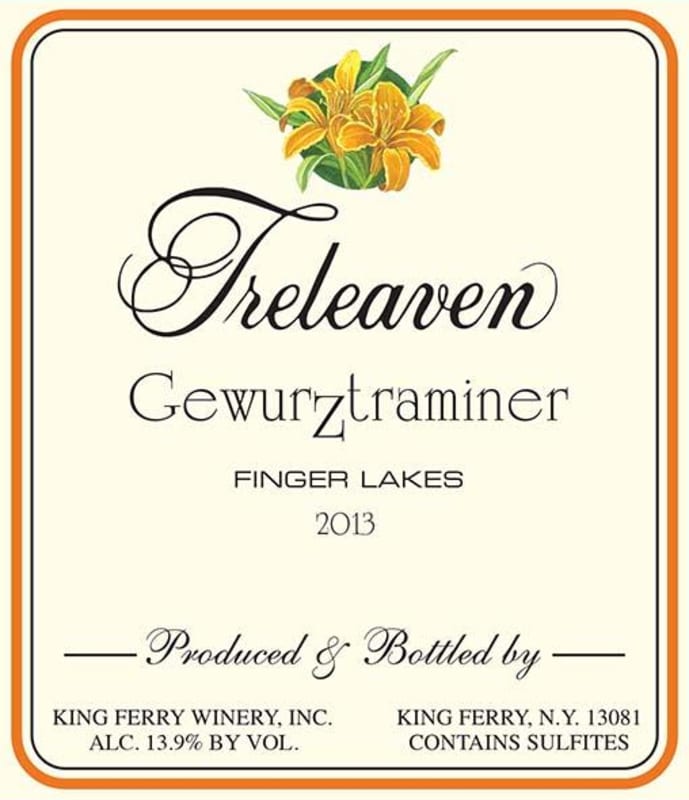 King Ferry Winery Treleaven Gewurztraminer 2013 Front Label