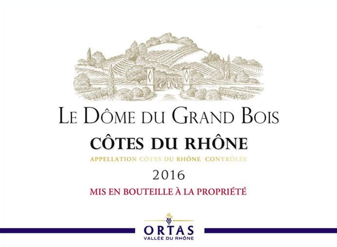 Cave de Rasteau Cotes du Rhone Le Dome du Grand Bois 2016 Front Label