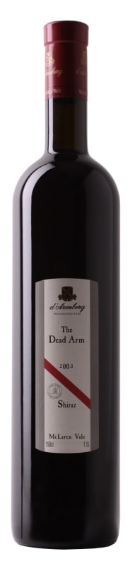 d'Arenberg The Dead Arm Shiraz (stained labels) 2003 Front Bottle Shot
