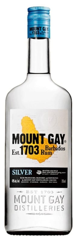 Mount Gay Silver Rum (1 Liter) Front Bottle Shot