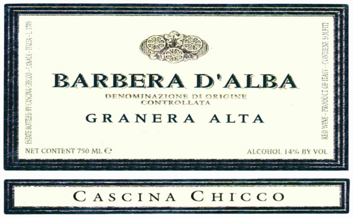 Cascina Chicco Azienda Agricola Barbera d'Alba Granera Alta 2015 Front Label