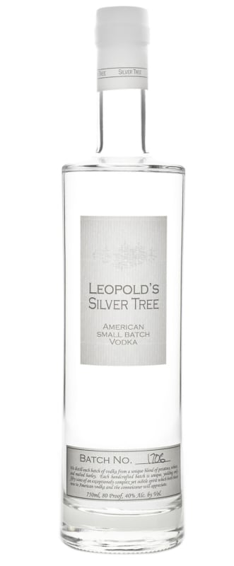 Leopold Bros. Silver Tree Vodka Front Bottle Shot