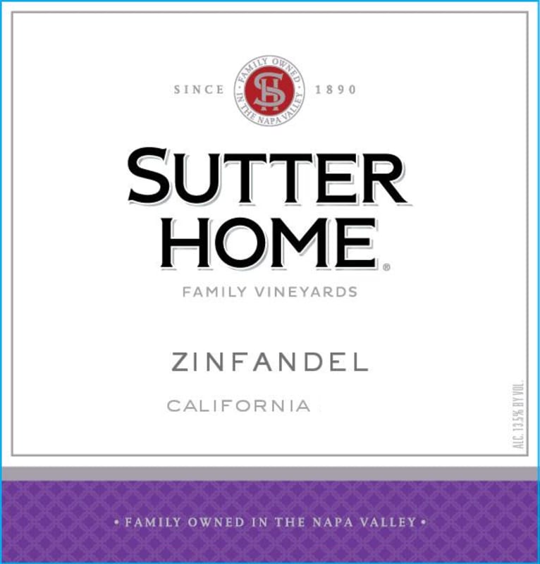 Sutter Home Zinfandel 2014 Front Label