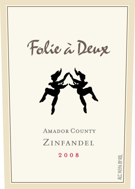 Folie a Deux Amador County Zinfandel 2008 Front Label