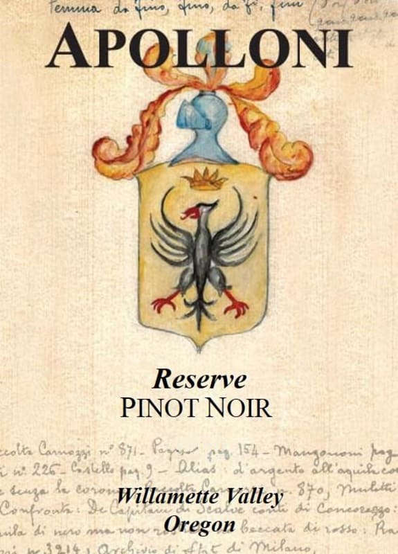 Apolloni Vineyards Estate Reserve Pinot Noir 2013 Front Label