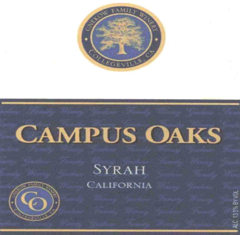 Gnekow Family Winery Campus Oaks Syrah 2006 Front Label