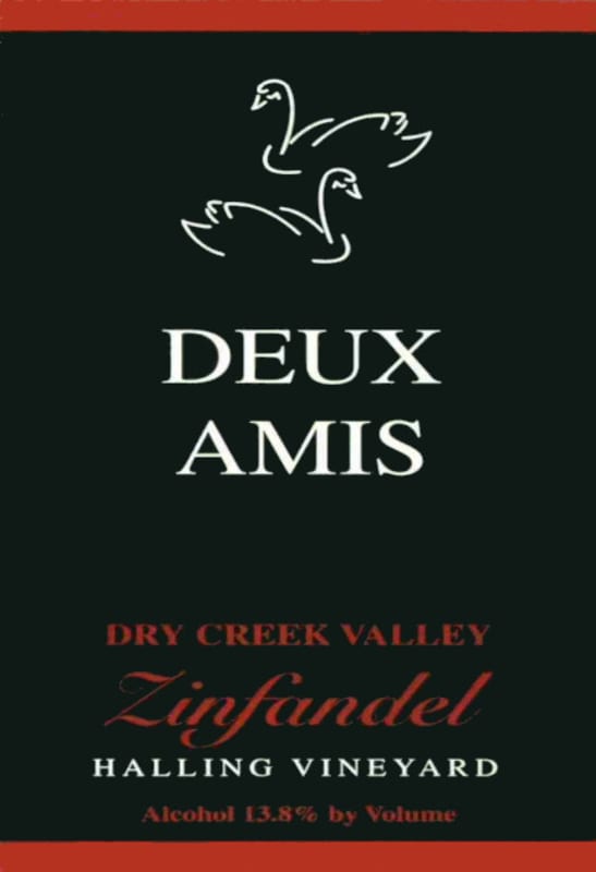 Deux Amis Halling Vineyard Zinfandel 2013 Front Label