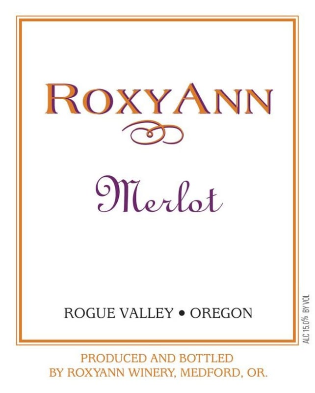 RoxyAnn Merlot 2012 Front Label