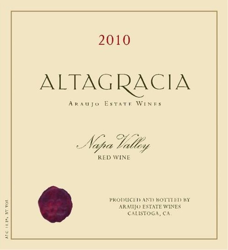 Araujo Altagracia 2010 Front Label