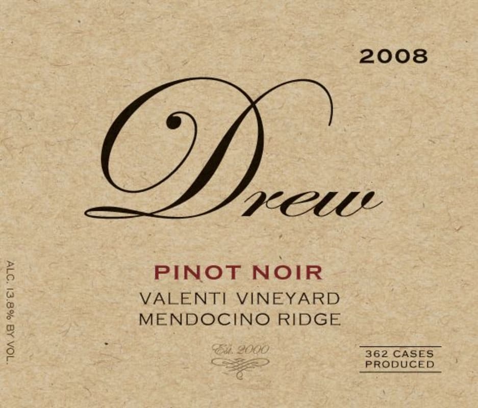 Drew Valenti Vineyard Pinot Noir 2008 Front Label