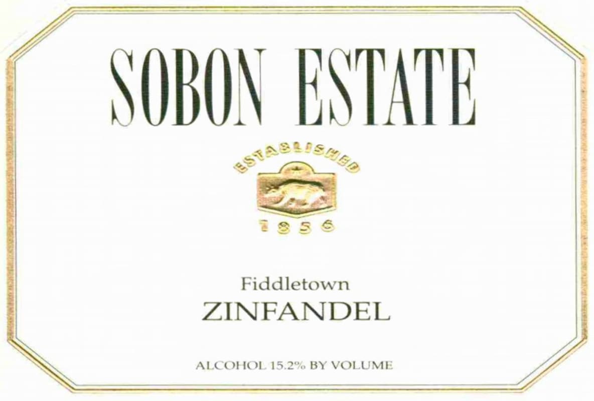 Sobon Estate Zinfandel 2015 Front Label