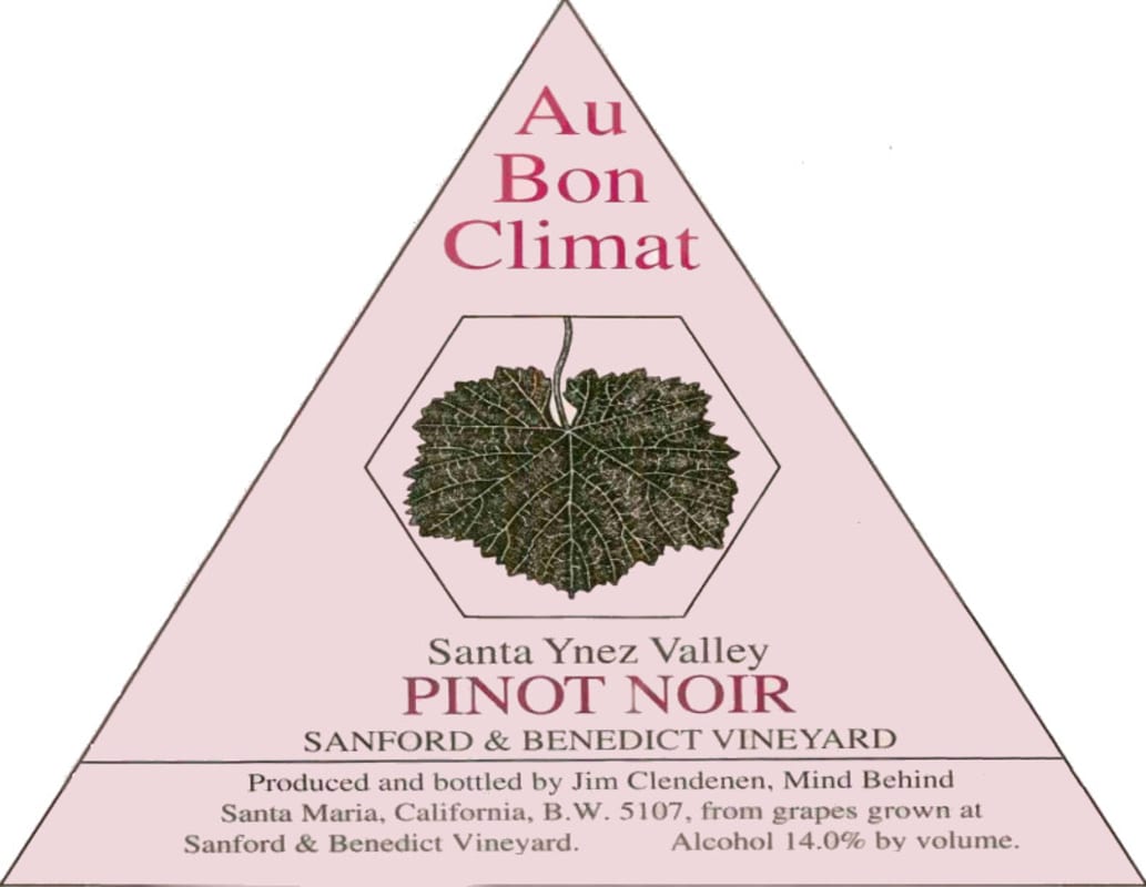 Au Bon Climat Sanford and Benedict Vineyard Pinot Noir 1999 Front Label