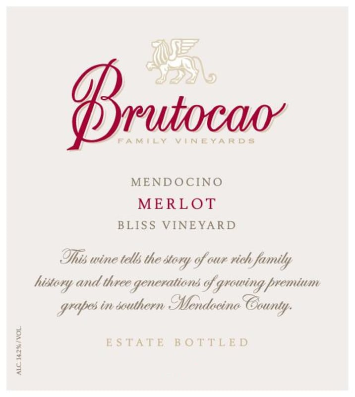 Brutocao Bliss Vineyards Merlot 2009 Front Label