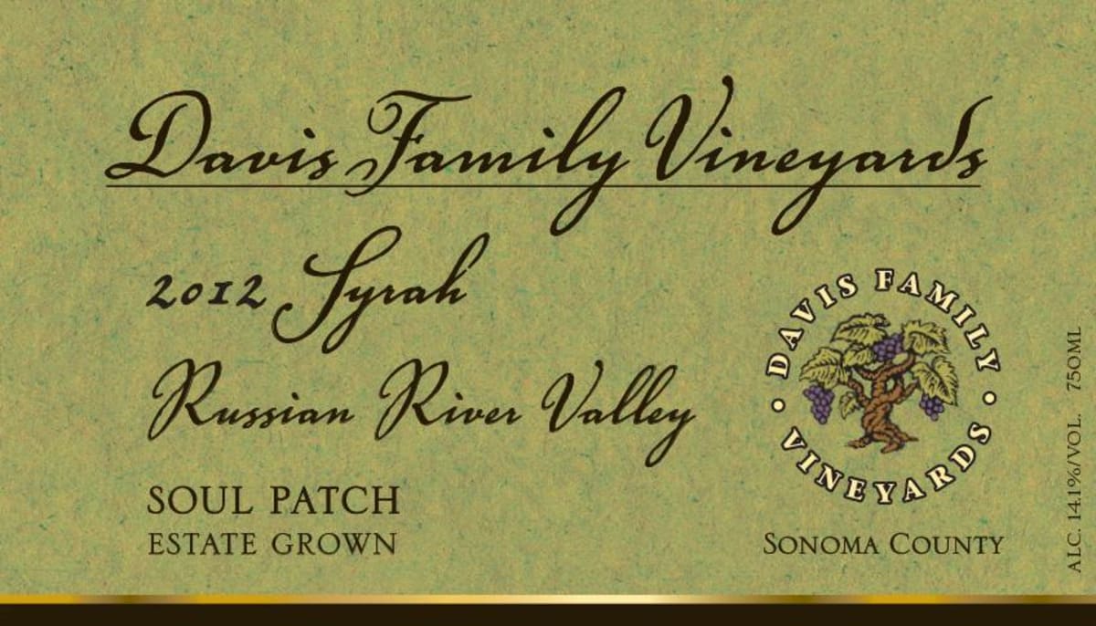 Davis Family Vineyards Soul Patch Vineyard Syrah 2012 Front Label