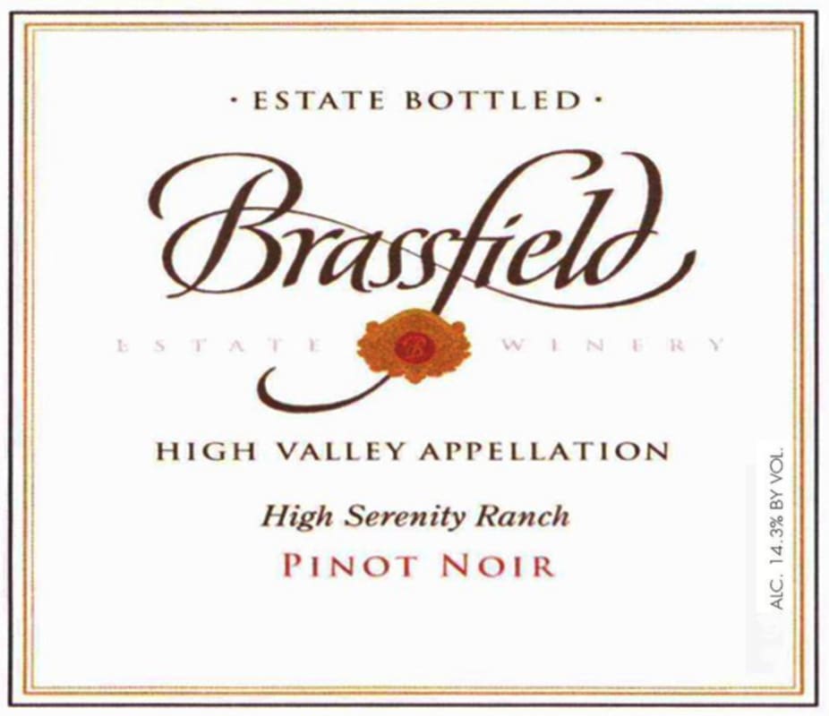 Brassfield High Serenity Ranch Pinot Noir 2009 Front Label
