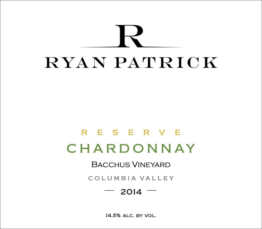 Ryan Patrick Bacchus Vineyard Reserve Chardonnay 2014 Front Label