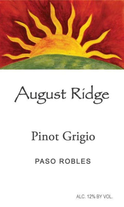 August Ridge Pinot Grigio 2012 Front Label