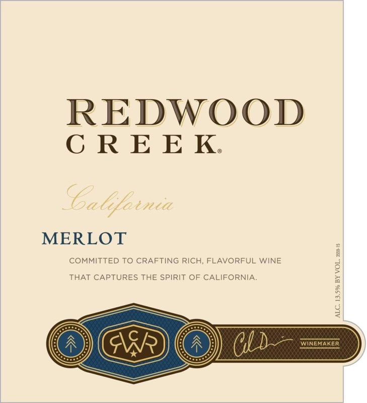 Redwood Creek Merlot 2015 Front Label