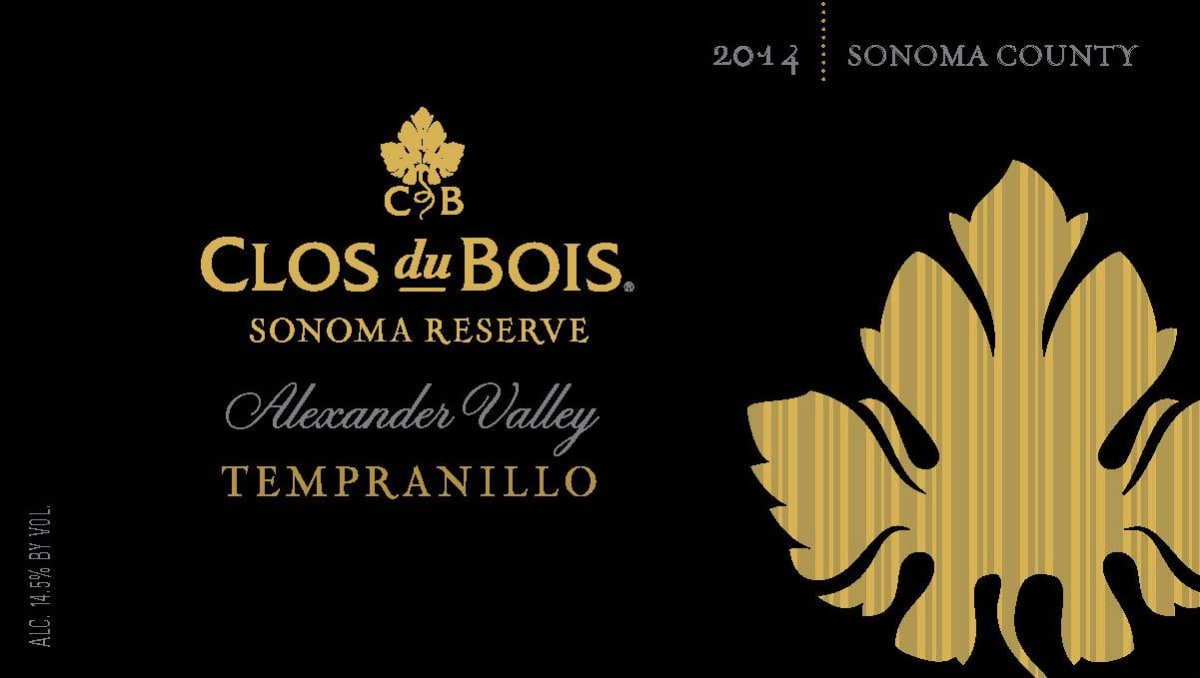 Clos du Bois Alexander Valley Reserve Tempranillo 2014 Front Label