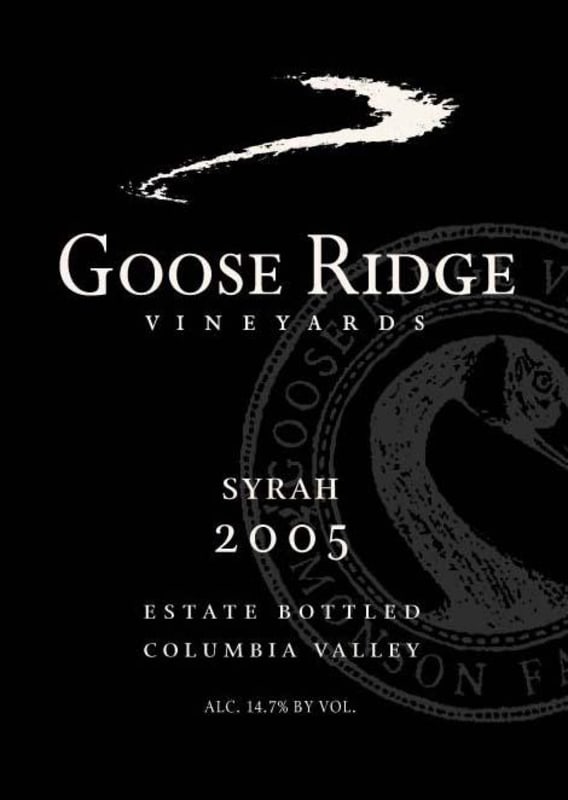 Goose Ridge Syrah 2005 Front Label