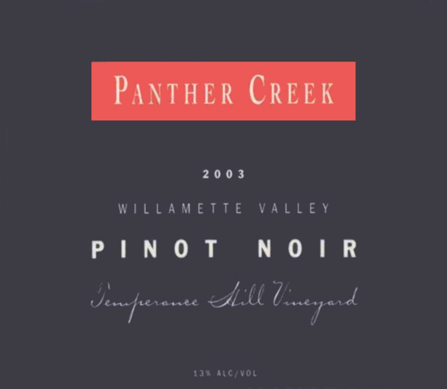 Panther Creek Temperance Hill Vineyard Pinot Noir 2003 Front Label